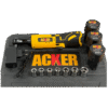 Llave de trinquete inalámbrica Acker Tools 12V 80Nm en exterior, acompañada de 3 baterías de litio recargables y set de dados para uso profesional.